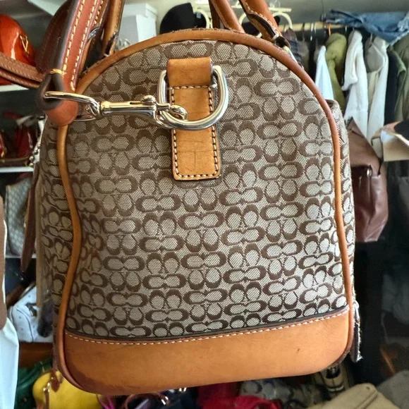 Coach 2004 monogram Brown Leather Accent Large Train Case Bag/ Boston - Picture 4 of 17